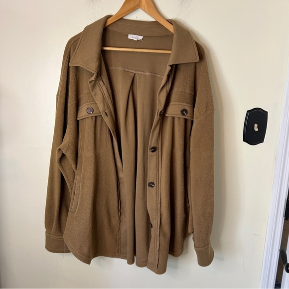 La Miel Camel Sunshine Oversized Fleece Shacket Jacket Size L - Picture 9 of 9